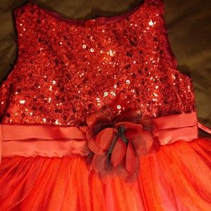 Kids Dream Girls Red Sequin Illusion Tulle